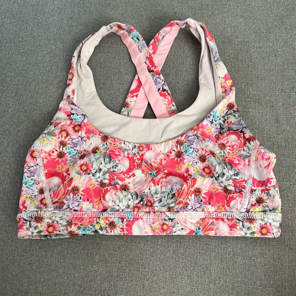 Lululemon Pink Floral Stuff Your Bra Sports Bra